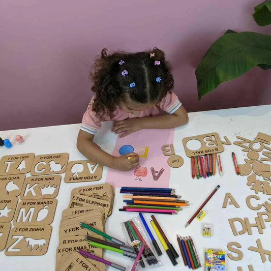 A to Z complete Alphabet Kids Wooden Drawing Stencils