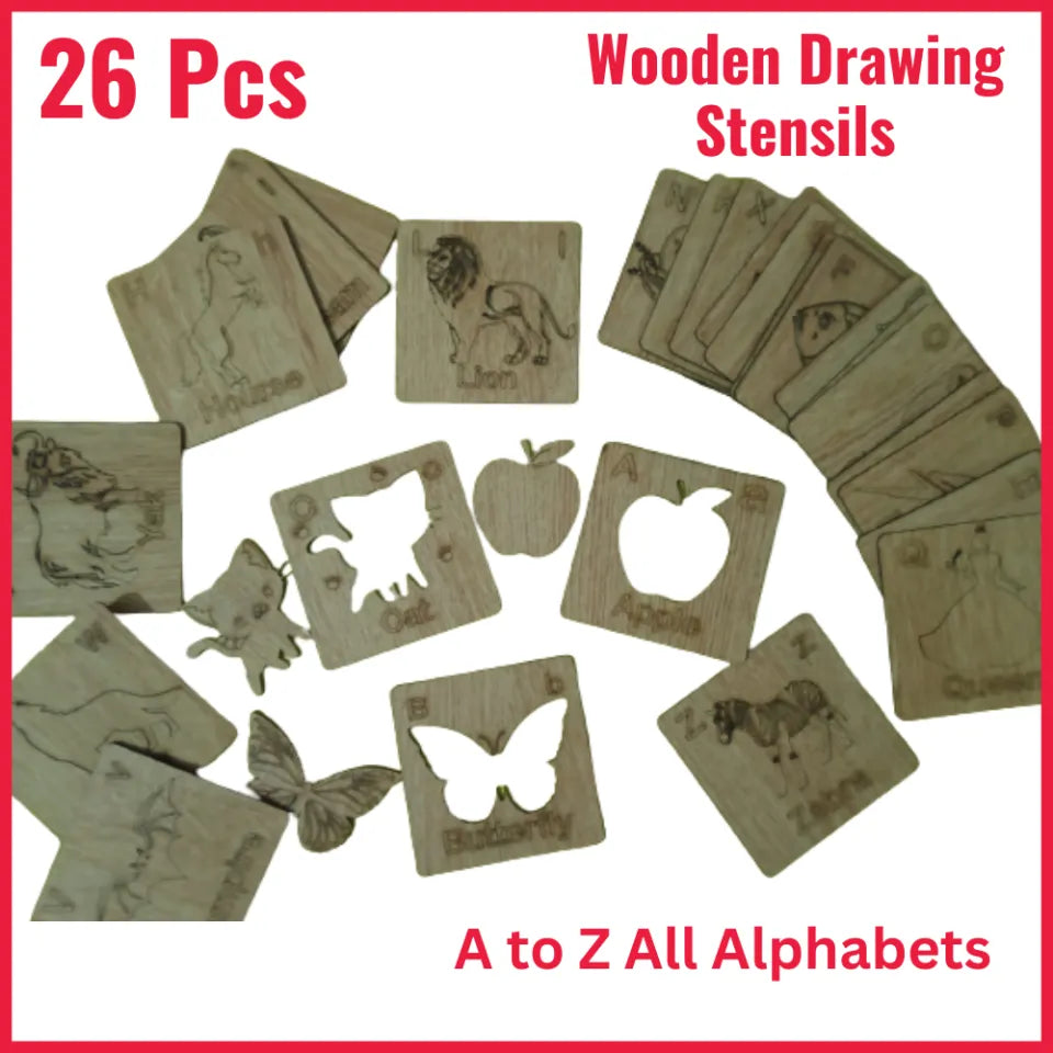 A to Z complete Alphabet Kids Wooden  Drawing Stencils