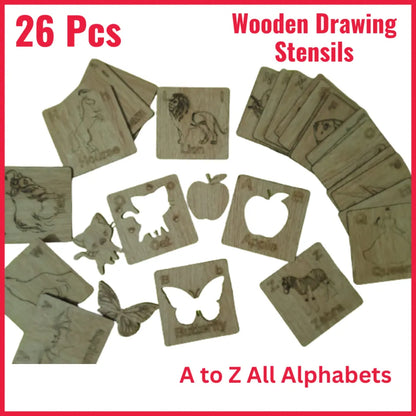 A to Z complete Alphabet Kids Wooden  Drawing Stencils