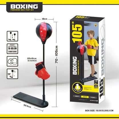 Kids Boxing Stand + Gloves and Pump (Height-Adjustable)