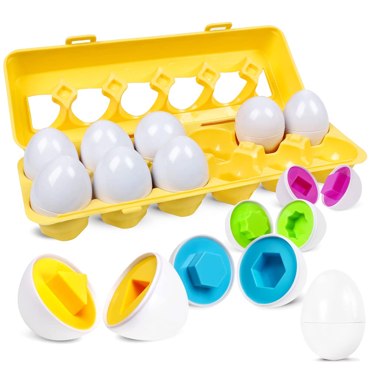 Matching Colors & Shapes Smart 12 Eggs  Tray Set