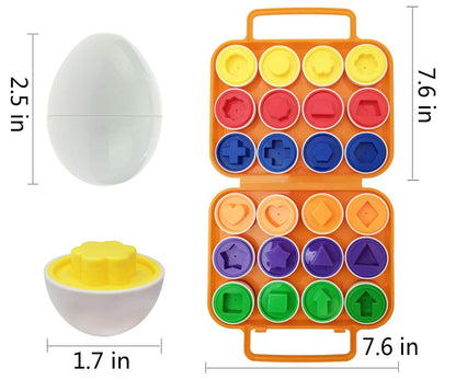 Matching Colors & Shapes Smart 12 Eggs  Tray Set