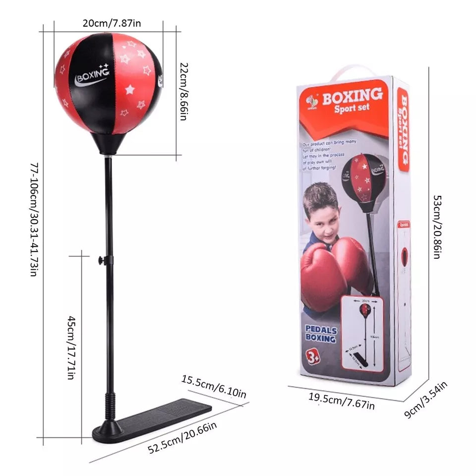Kids Boxing Stand + Gloves and Pump (Height-Adjustable)